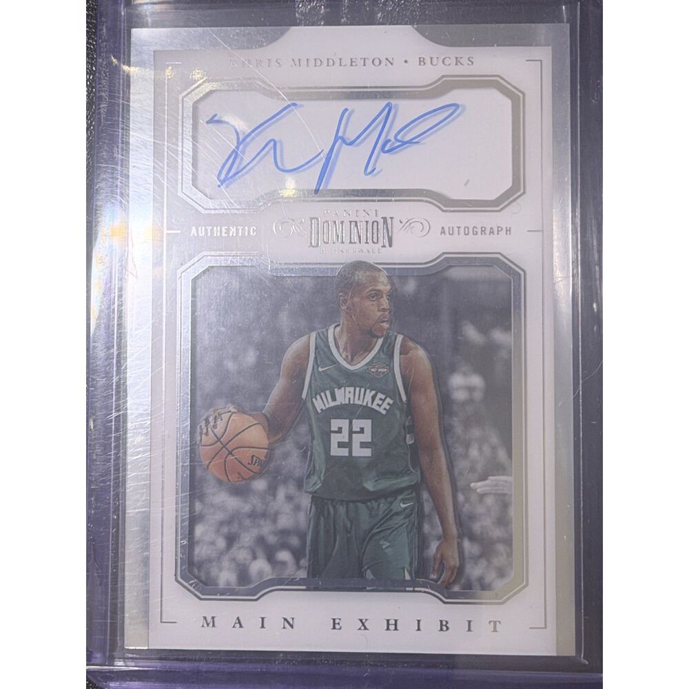 2017-18 Panini Dominion Khris Middleton Main Exhibit Auto 34/49 #ME-KMD Bucks
